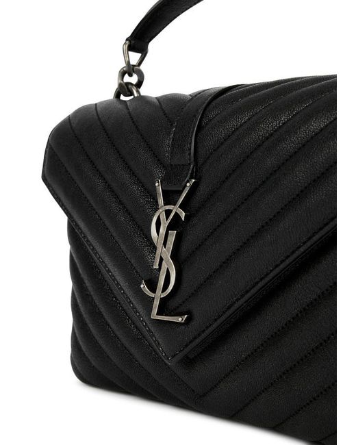 Saint Laurent Black College Medium Leather Shoulder Bag