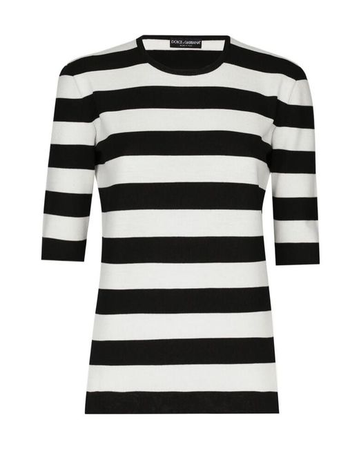 Dolce & Gabbana Black Stripe Inlaid Crewneck Sweater