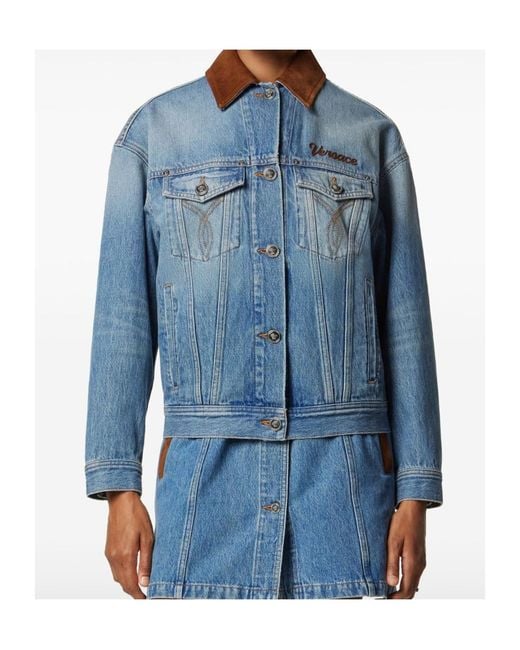 Versace Blue Button-Up Denim Jacket