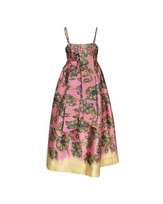 ALÉMAIS Red Faye Floral Midi Dress