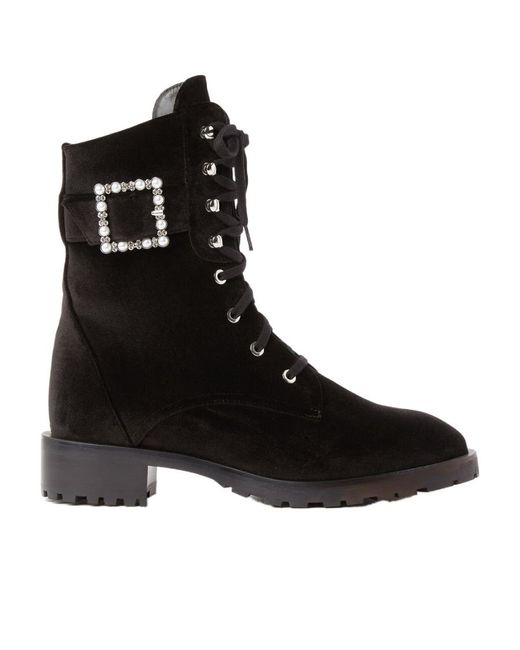 Stuart Weitzman Black 40Mm Buckle-Fastening Lace-Up Boots