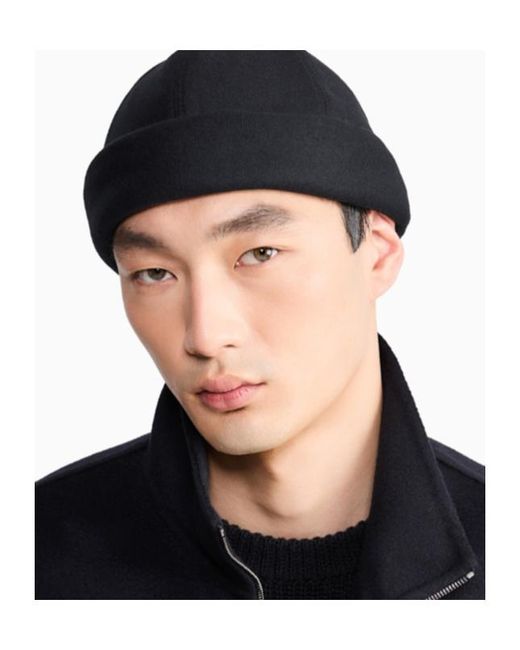 Giorgio Armani Blue Cuffed Docker Hat for men