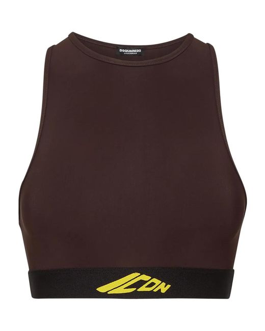 DSquared² Brown Cutout Sports Bra