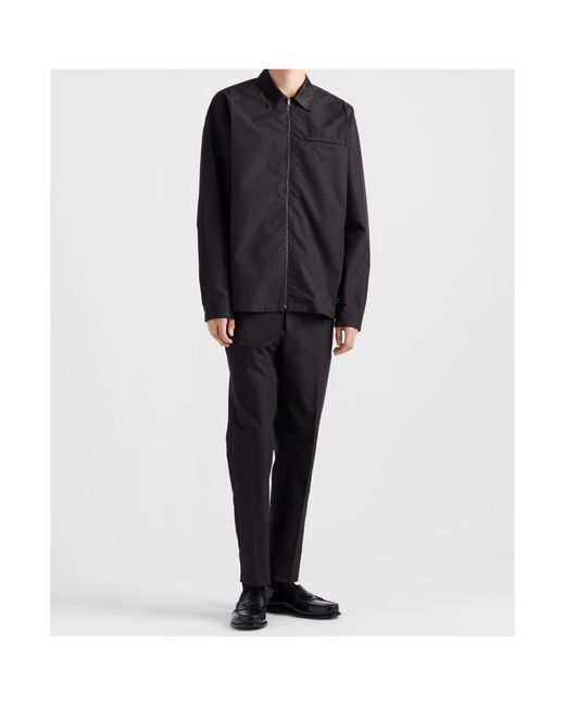 Prada Black Zip-Up Long-Sleeved Shirt for men