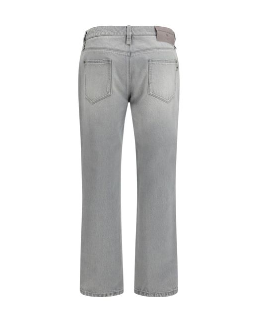 Ermanno Scervino Gray Logo Patch Distressed Pants