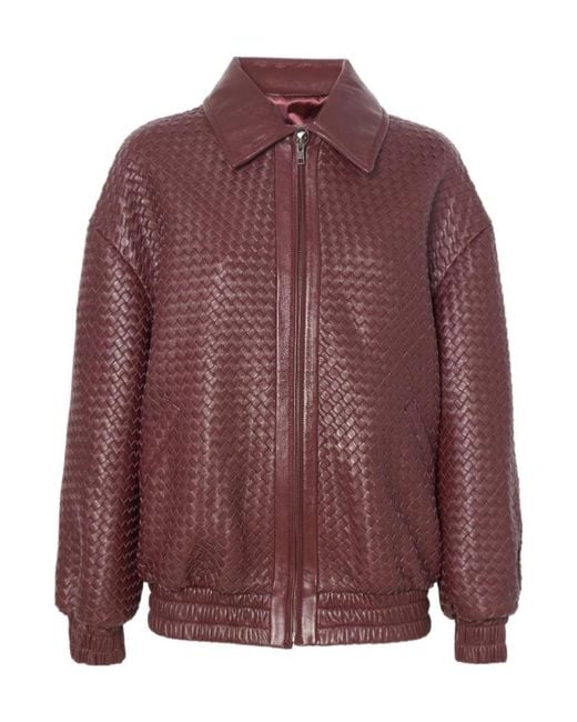 Manokhi Purple Long-Sleeve Leather Jacket