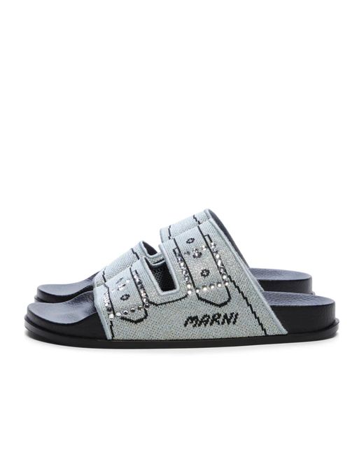 Marni White Jacquard Logo Flip-Flops