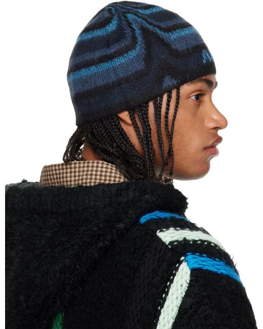 ANDERSSON BELL Blue Painted Wool Hat for men