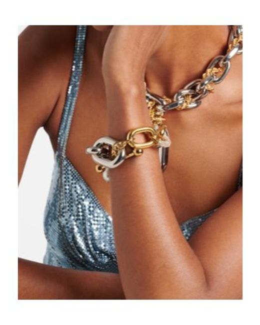 Rabanne Metallic Embellished Chain Bracelet
