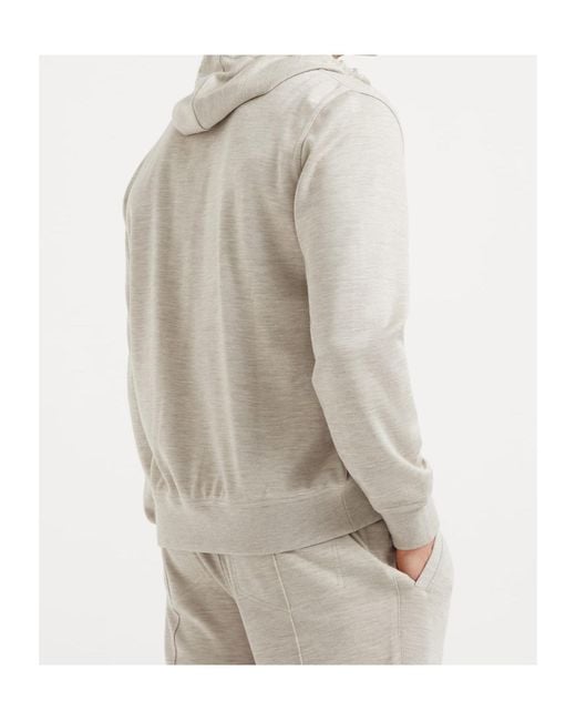 Brunello Cucinelli White Hooded Jacket for men