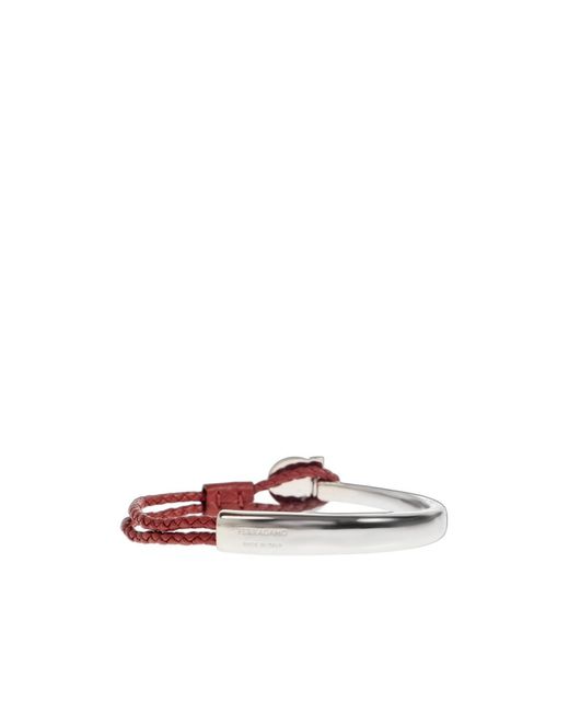 Ferragamo White Ferragamo Gancini Braided Bracelet for men