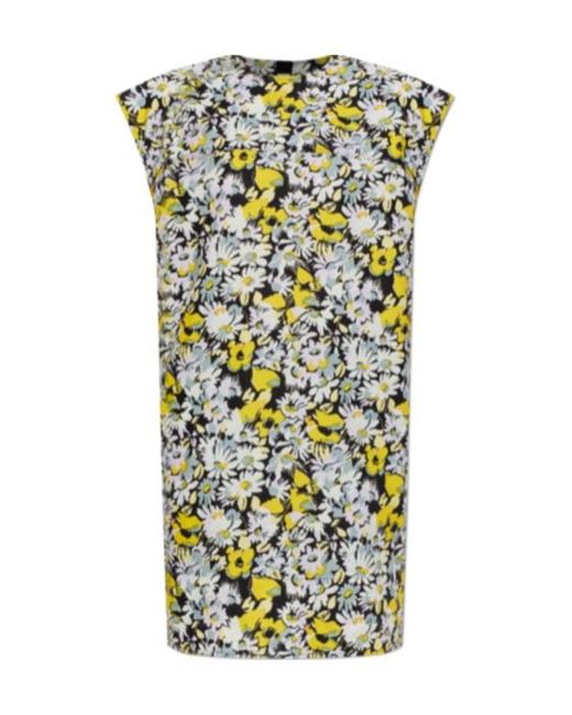 Marni Green Floral Motif Butterfly Shoulder Dress
