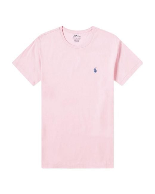Polo Ralph Lauren Pink Logo Embroidered Crewneck T-Shirt for men