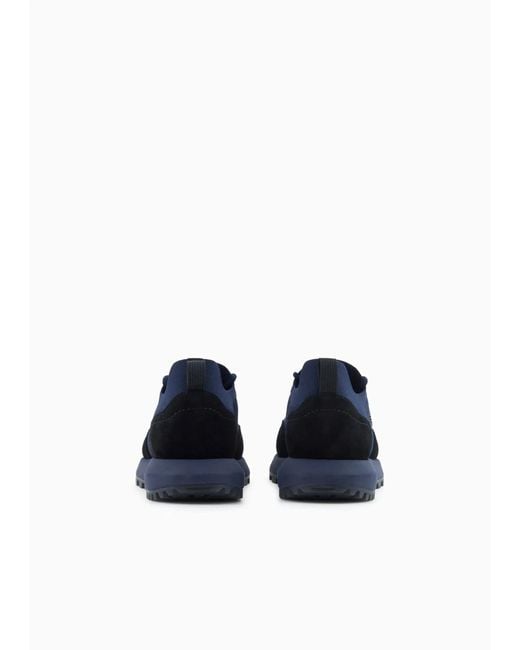 Emporio Armani Blue Lace Up Sneakers for men