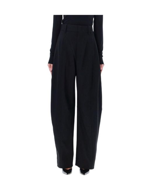 Bottega Veneta Black Wide-Leg Casual Pants