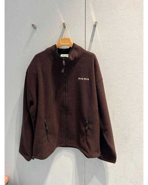 Miu Miu Brown Zip-Up Sweatshirt