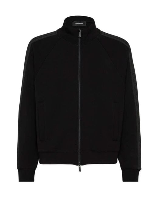 DSquared² Black D2 Tape Zipped Sweatshirt for men