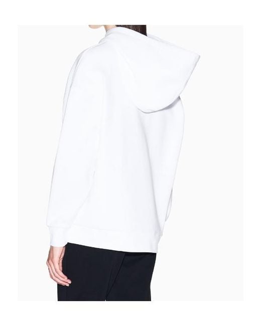 ARMANI EXCHANGE White Logo-Embroidered Hoodie