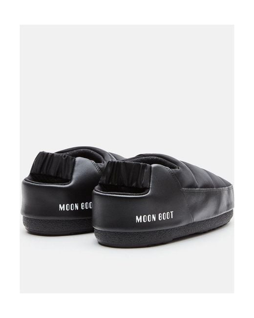 Moon Boot Black Logo Printed Padded Slippers for men