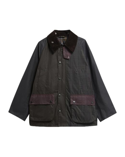 Barbour Black Patchwork Os Bdl Buttoned Wax Jacket for men