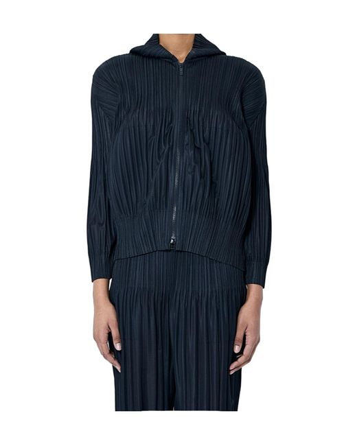 Pleats Please Issey Miyake Blue Pleated Fluffy Jacket