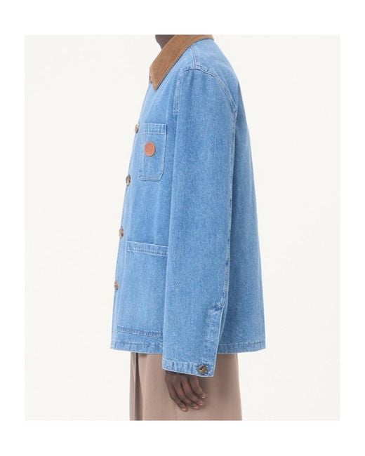 Valentino Blue Logo-Patch Denim Jacket for men