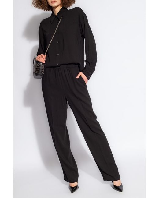 Fabiana Filippi Black Elasticated Waistband Straight Crepe Trousers