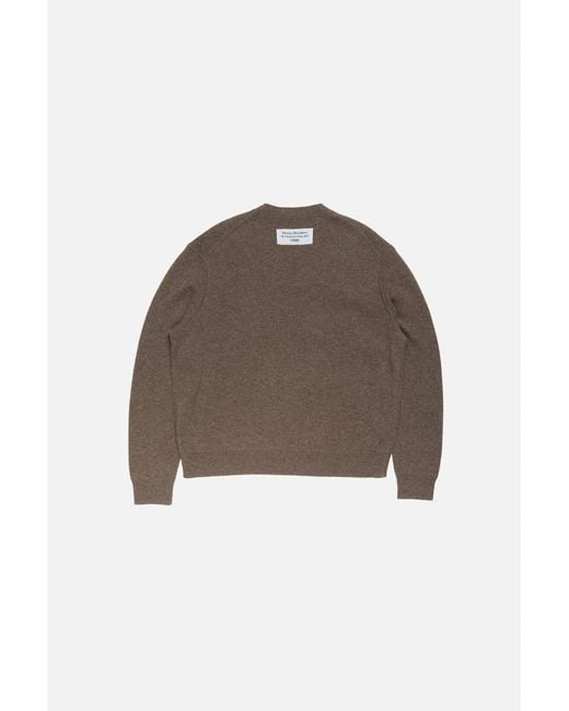Acne Brown Ribbed Crew Neck Knitted Sweater for men