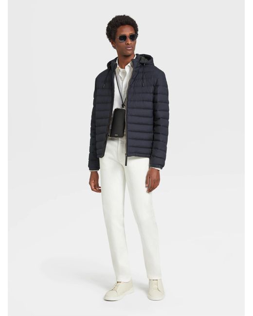 Zegna Blue Hooded Padded Jacket for men
