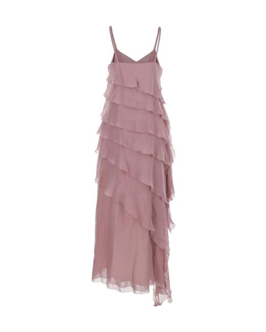 Antonelli Purple Marilyn Tiered-Ruffles Dress