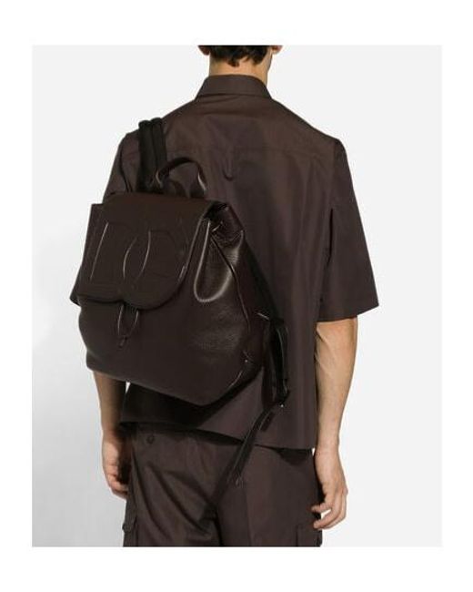 Dolce & Gabbana Brown Poplin Hawaiian Shirt With Pockets for men