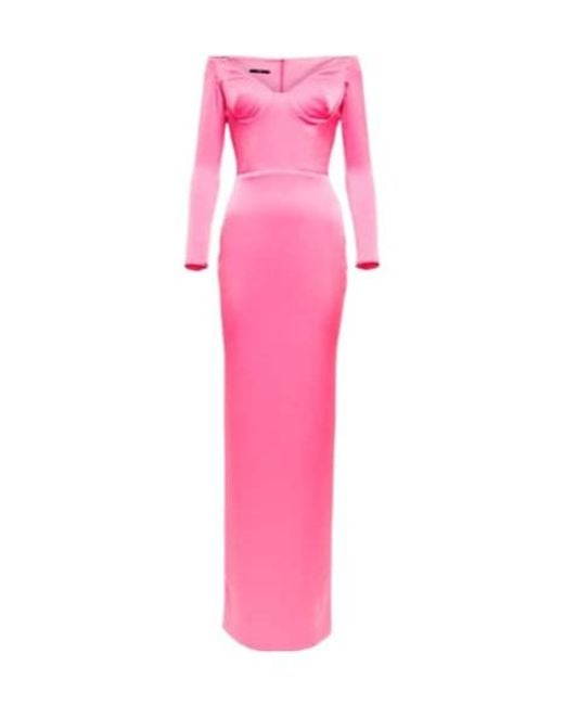 Alex Perry Pink Merrit Off-Shoulder Maxi Dress