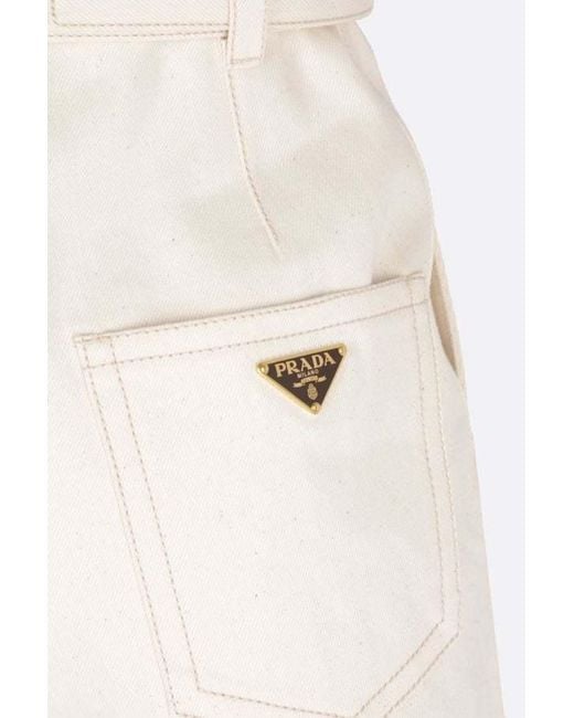 Prada White Belted-Waist Sleeveless Tailored Jumpsuit