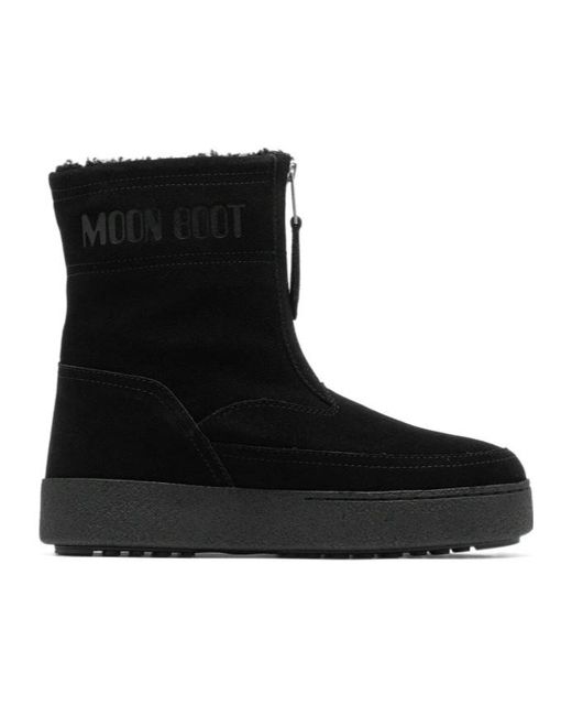 Moon Boot Black Logo Printed Zip Detail Boots