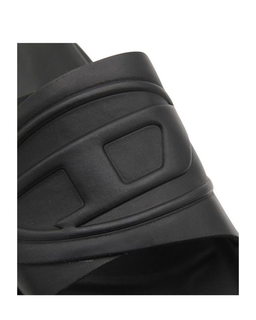 DIESEL Black Sa-Slide D Oval W Logo Embossed Slides for men