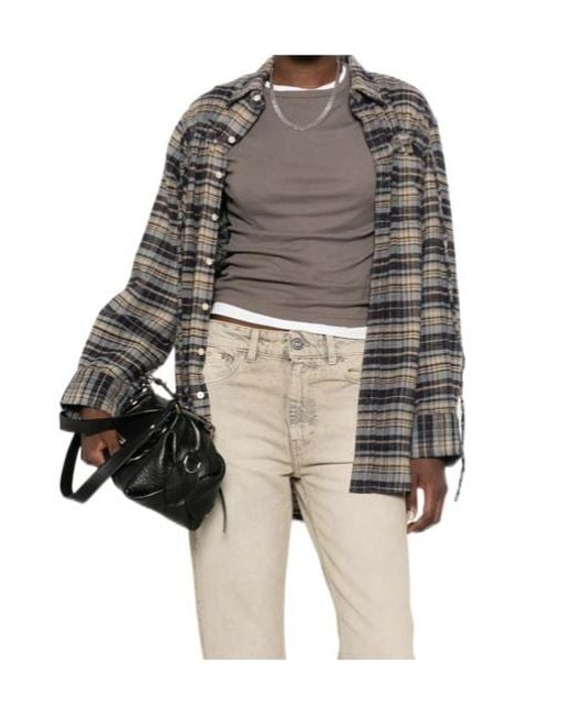 R13 Gray Plaid Shirt