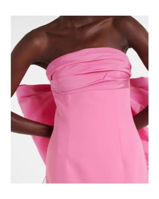 Carolina Herrera Pink Bow-Detail Strapless Crêpe Gown