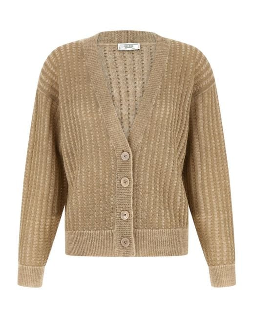 Peserico Natural Waffle Lamé Knit Cardigan