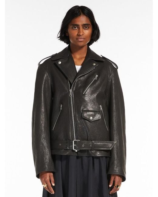 Sportmax Black Logo Leather Jacket
