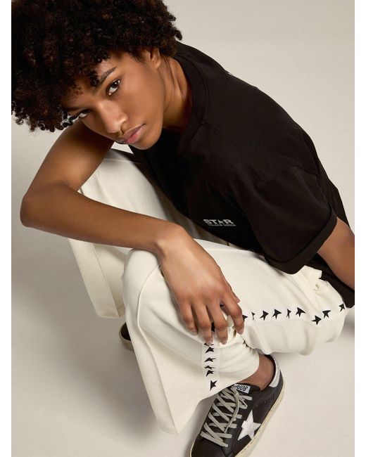 Golden Goose Deluxe Brand Black Logo Printed Crewneck T-Shirt