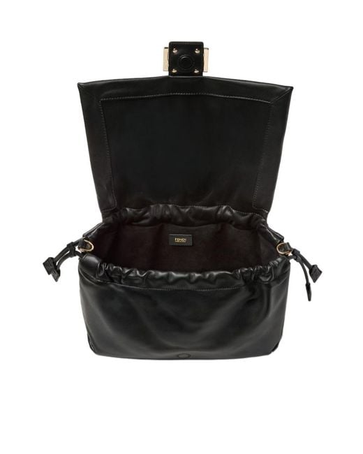 Fendi Black Baguette Soft Large Shoulder Bag