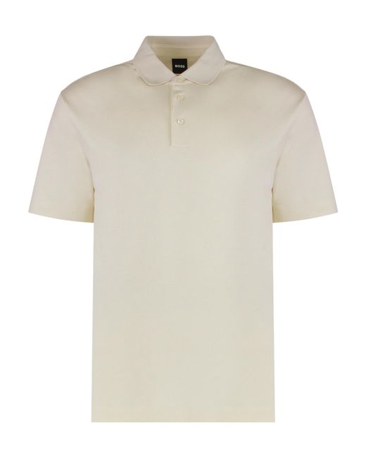 Boss White Boss Button Detailed Short-Sleeved Polo Shirt for men