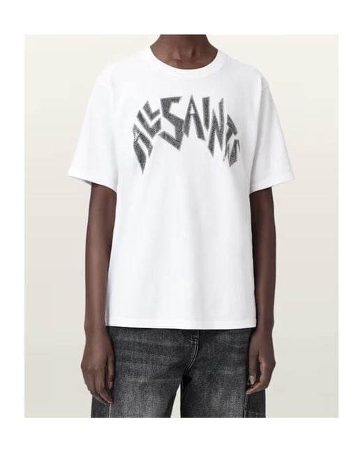 AllSaints White Zinc Boyfriend T-Shirt