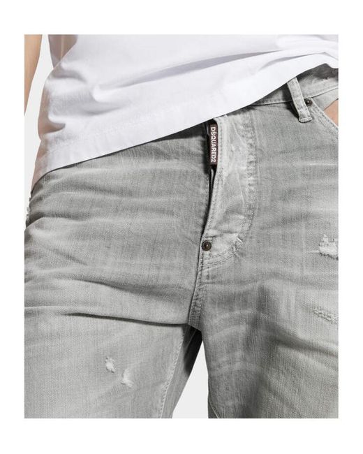 DSquared² Gray Brushed Wash 642 Distressed Jeans for men