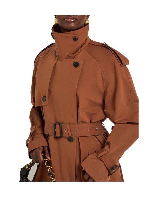 Saint Laurent Brown Double-Breasted Cotton And Silk-Blend Trench Coat