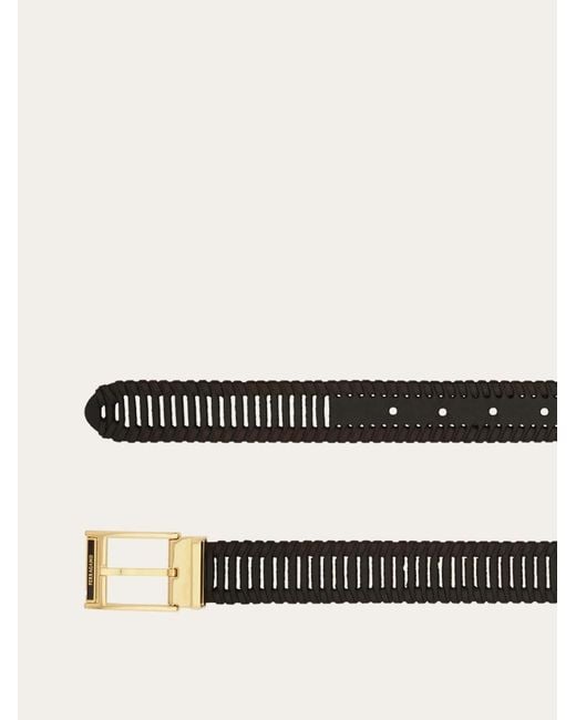Ferragamo White Adjustable Belt for men