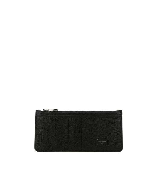 Dolce & Gabbana Black Zip-Up Card Case for men
