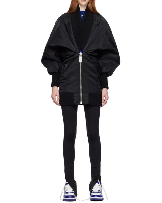Off-White c/o Virgil Abloh Blue Ruched Puff-Sleeved Dress