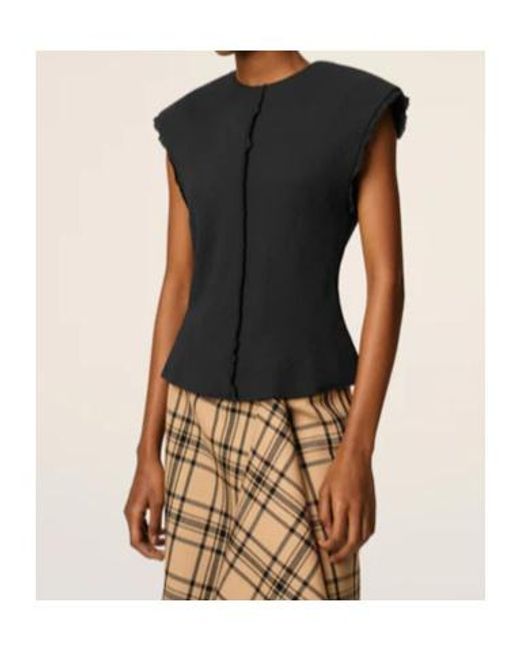 AMI Black Ami Edge Detail Sleeveless Top