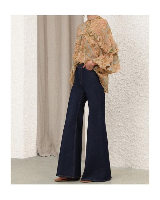 Zimmermann Natural Luna Flutter Ruffled Paisley Blouse